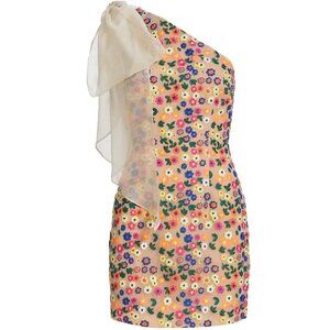 Existence Floral Bow One Shoulder Mini Dress